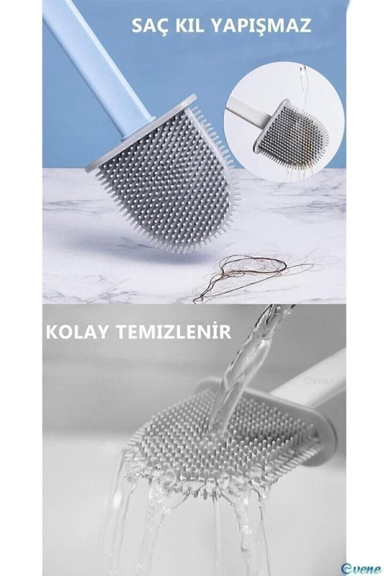 Akdağ Home Beyaz Silikon Tuvalet Fırçası Bükülebilir Silikon Wc Klozet Fırçası