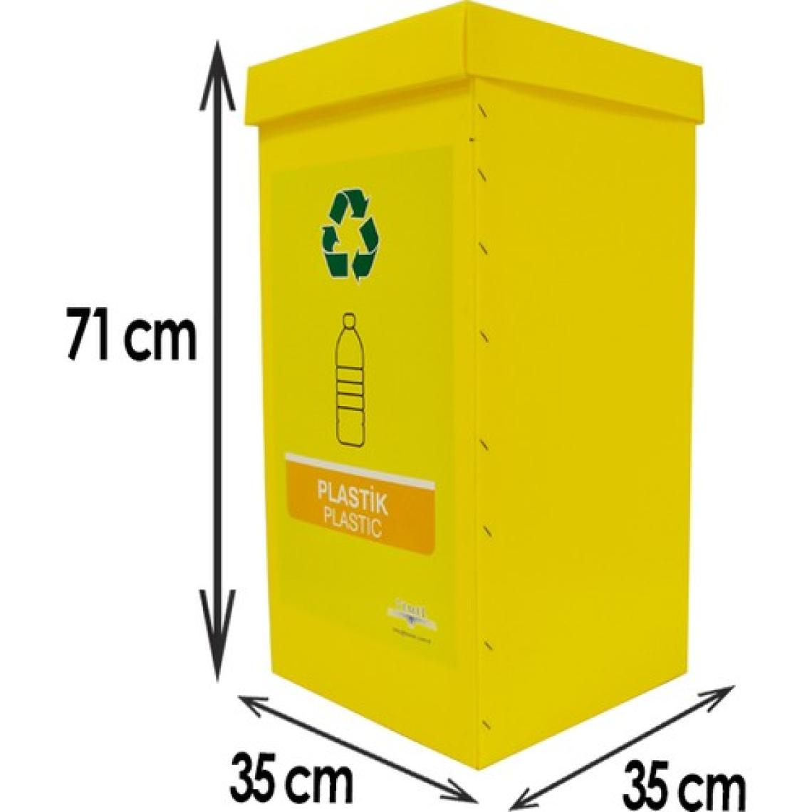 Temel Geri Dönüşüm Kutusu  Sıfır Artık Kutusu Sarı Plastik