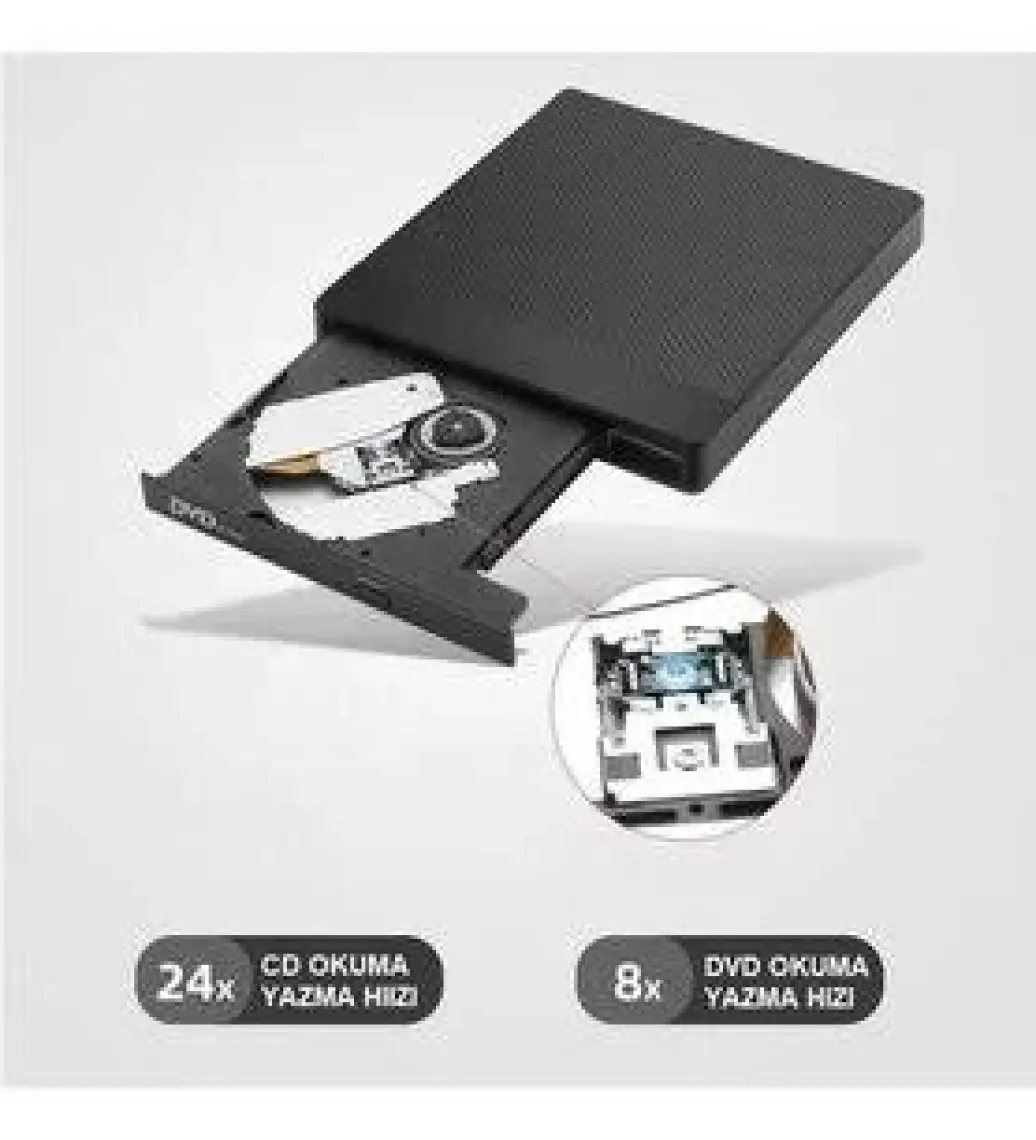 Triline Harici Dvd-Rw USB 3.0 + Sd Tf Kart Okuyucu + 3.0 USB Hub