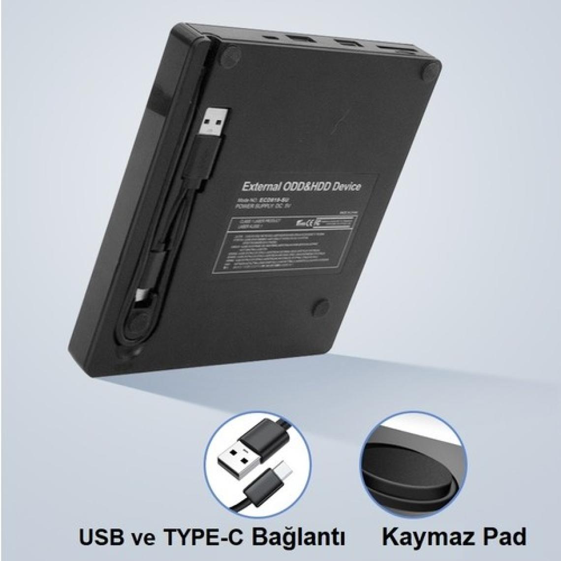 Triline Harici Dvd-Rw USB 3.0 + Sd Tf Kart Okuyucu + 3.0 USB Hub