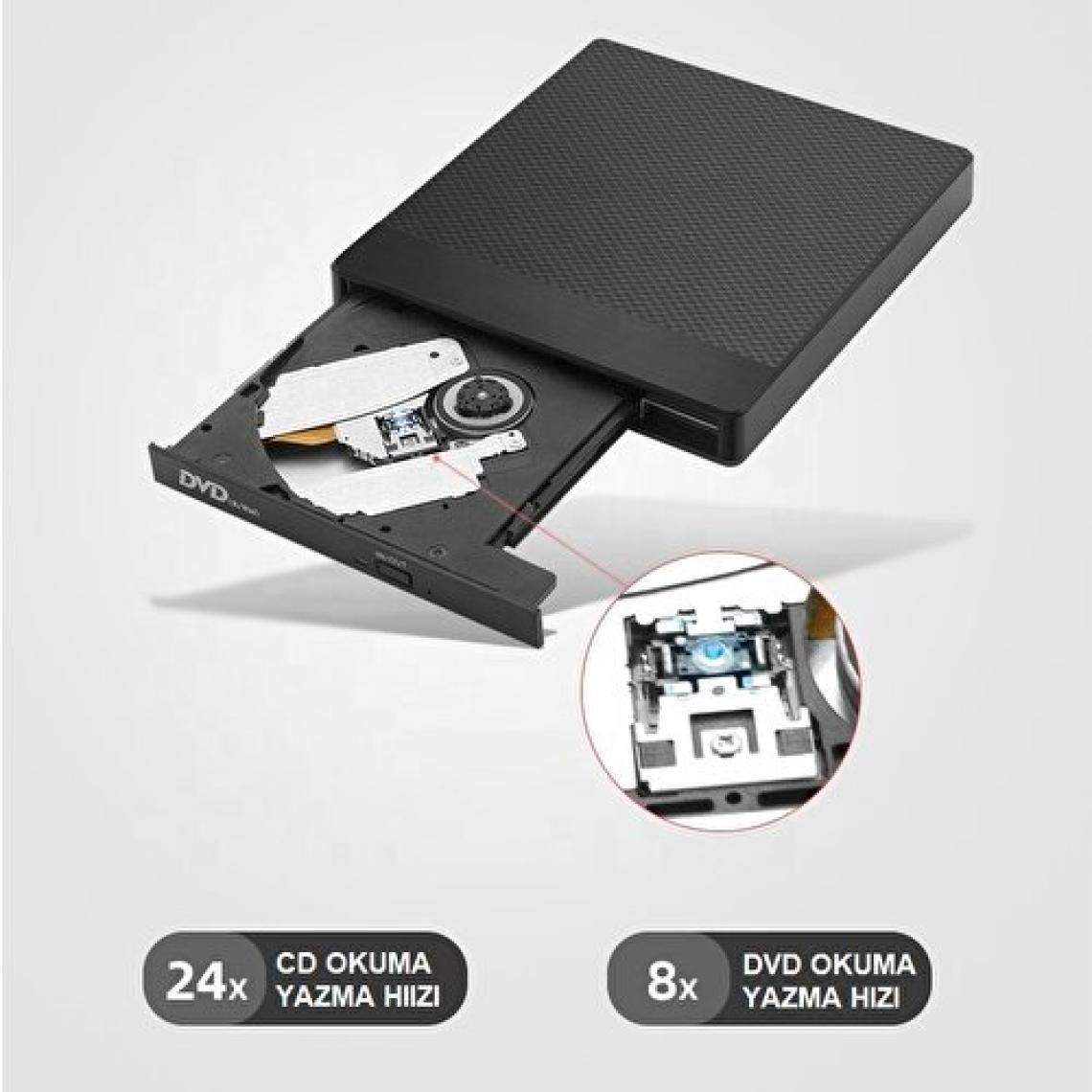 Triline Harici Dvd-Rw USB 3.0 + Sd Tf Kart Okuyucu + 3.0 USB Hub