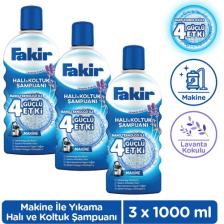 Fakir Nano Teknoloji ile Lavantalı Makine Halı ve Koltuk Şampuanı 1000ml x 3 Adet
