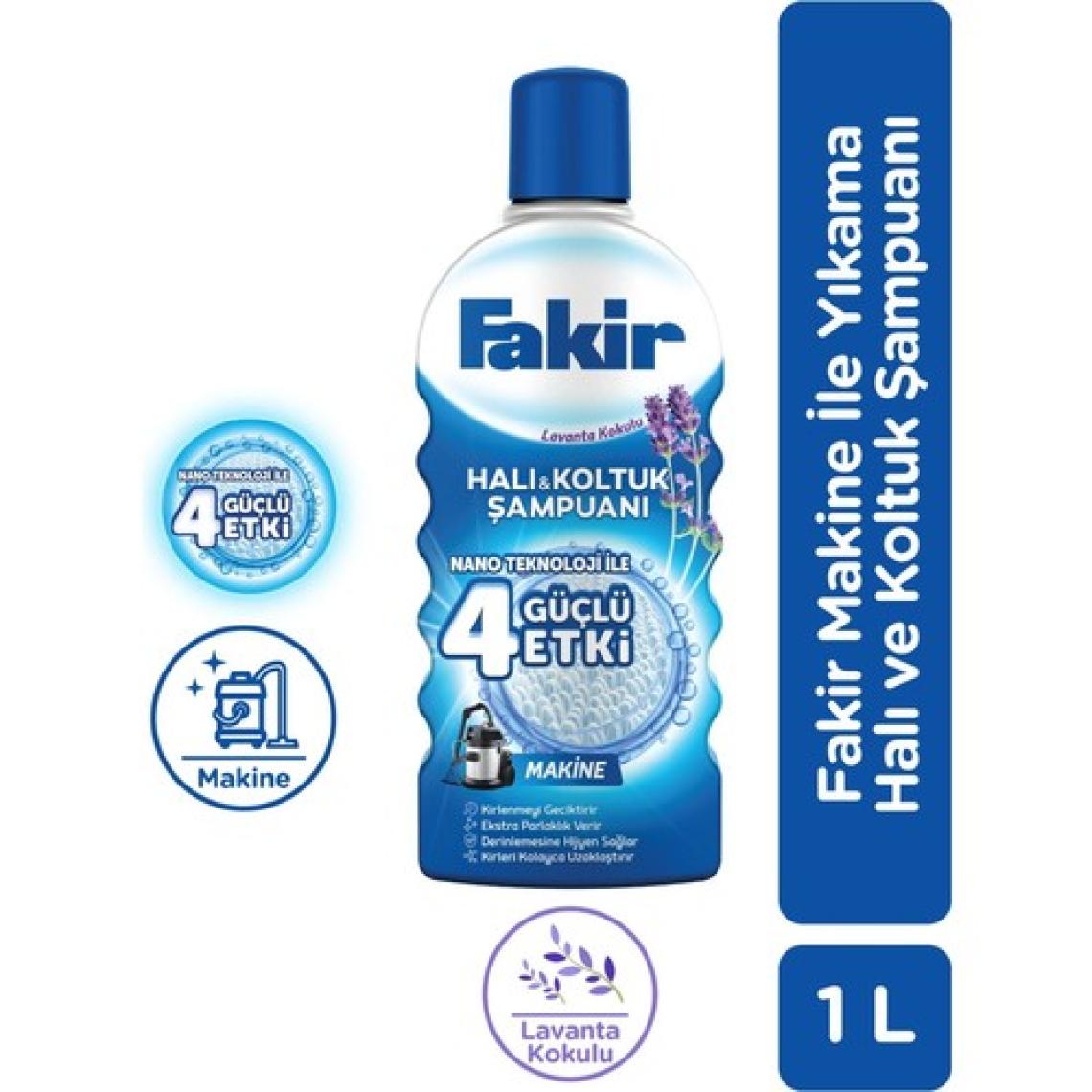Fakir Halı ve Koltuk Şampuanı - Makine Kullanımı için, Lavanta Aromalı, Nano Teknoloji ile Derinlemesine Temizlik, 1000 ml