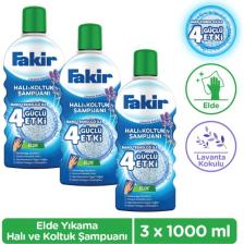 Fakir Nano Teknoloji ile Lavantalı Elde Yıkama Halı ve Koltuk Şampuanı 1000ml x 3 Adet