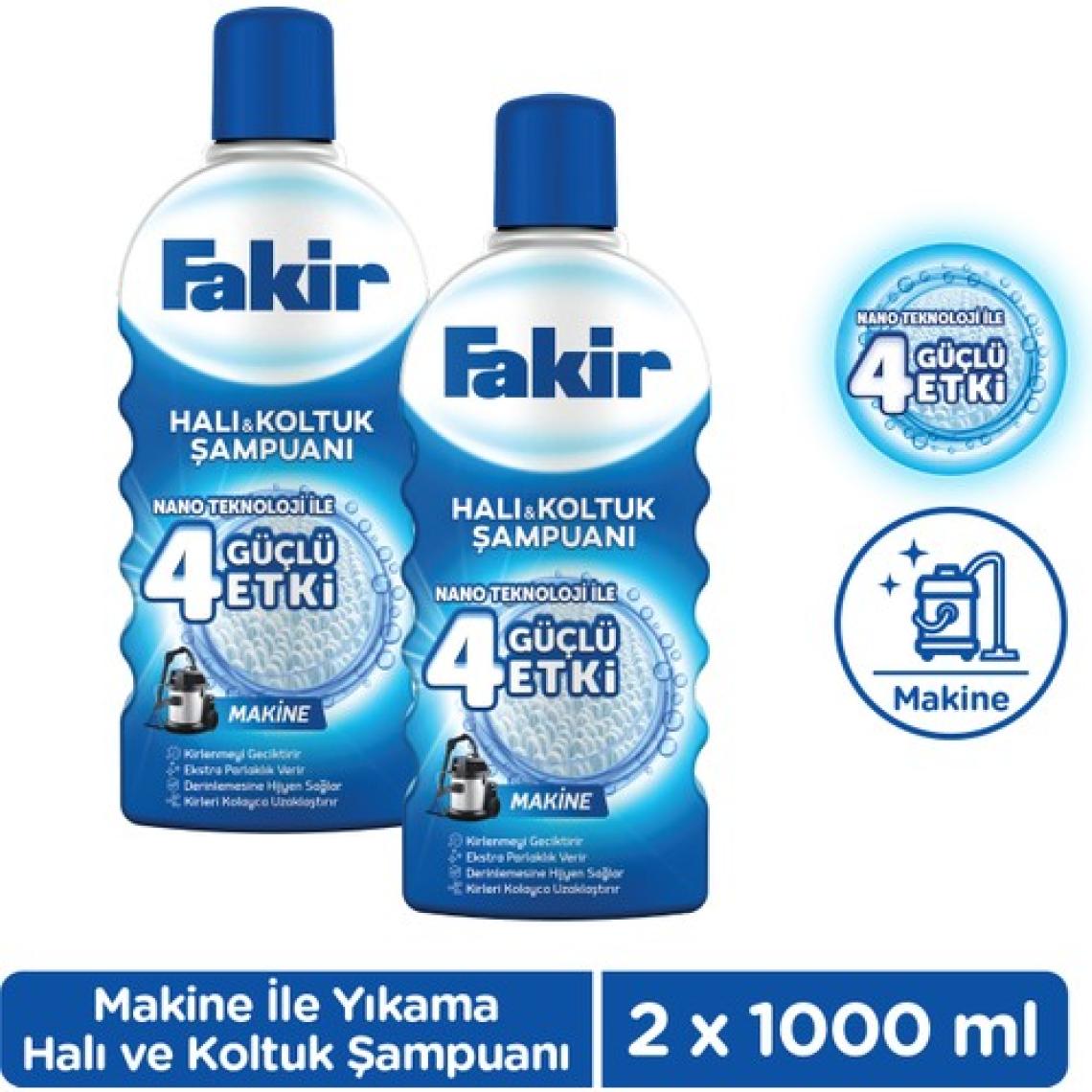 Fakir Nano Teknoloji ile Makine Halı ve Koltuk Şampuanı 1000ml x 2 Adet