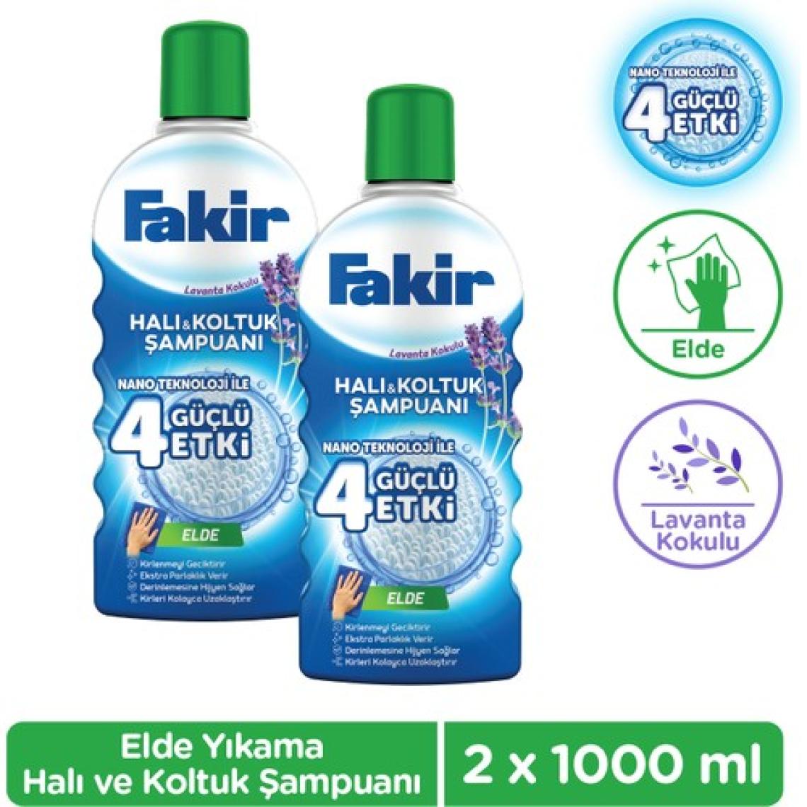 Fakir Nano Teknoloji ile Lavantalı Elde Yıkama Halı ve Koltuk Şampuanı 1000ml x 2 Adet