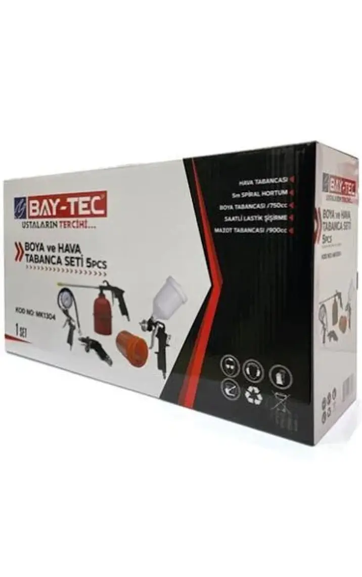 Bay-Tec 5 Parça Havalı Alet Seti Boya Mazot Tabancası Hava Hortumu