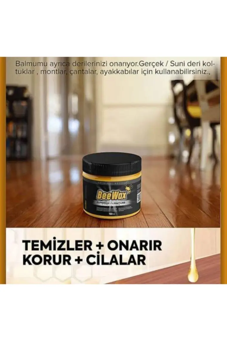 BeesWax 1+1 Paket Ahşap Onarıcı Parlatıcı Koruyucu Balmumu 2x150ml