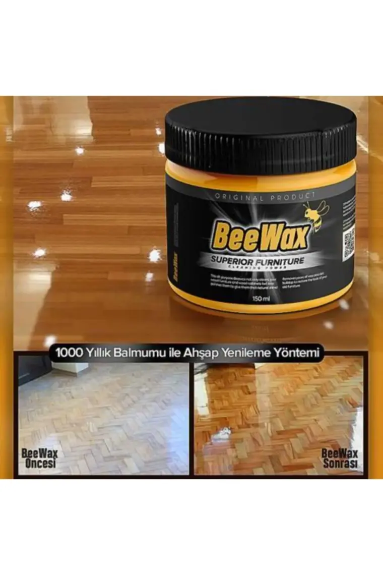 BeesWax 1+1 Paket Ahşap Onarıcı Parlatıcı Koruyucu Balmumu 2x150ml