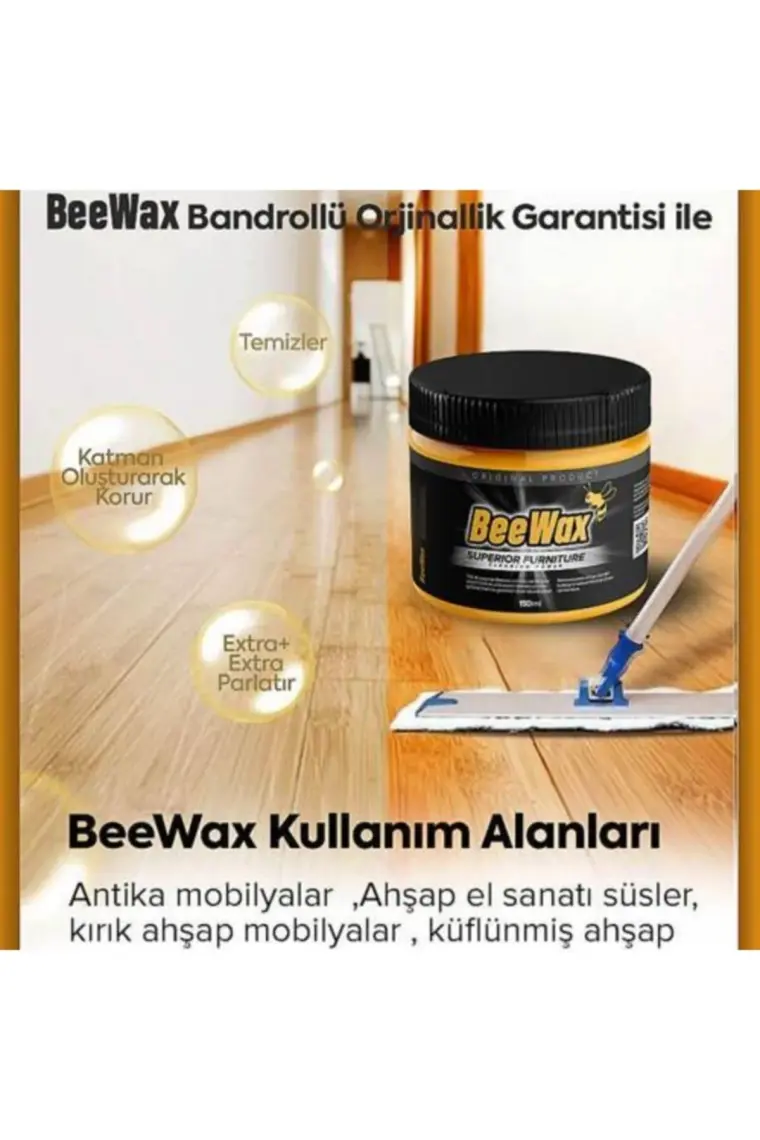 BeesWax 1+1 Paket Ahşap Onarıcı Parlatıcı Koruyucu Balmumu 2x150ml
