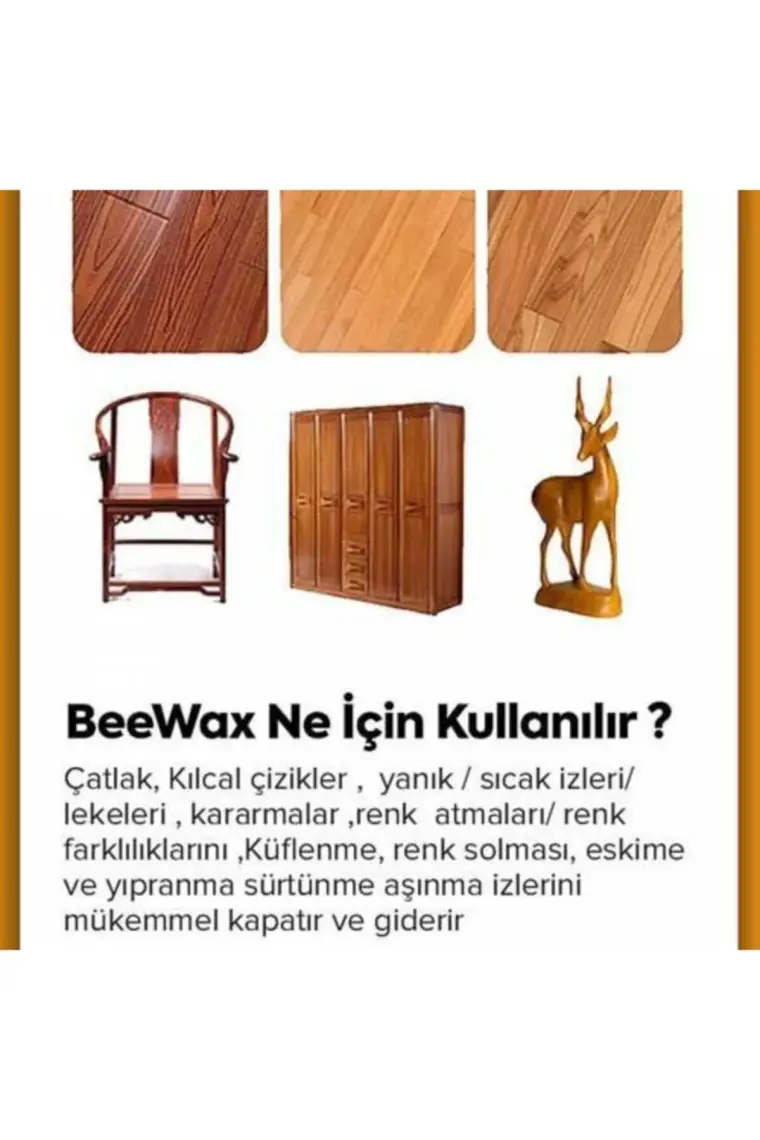 BeesWax 1+1 Paket Ahşap Onarıcı Parlatıcı Koruyucu Balmumu 2x150ml