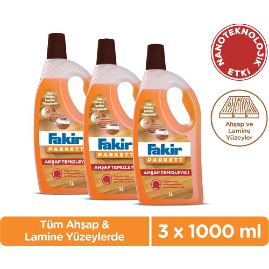 Fakir Parkett Nano Teknolojili Ahşap Temizleyici 1000ml x 3 Adet