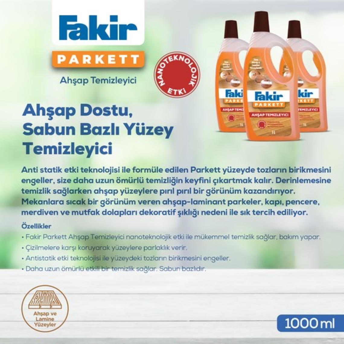 Fakir Parkett Nano Teknolojili Ahşap Temizleyici 1000ml x 3 Adet