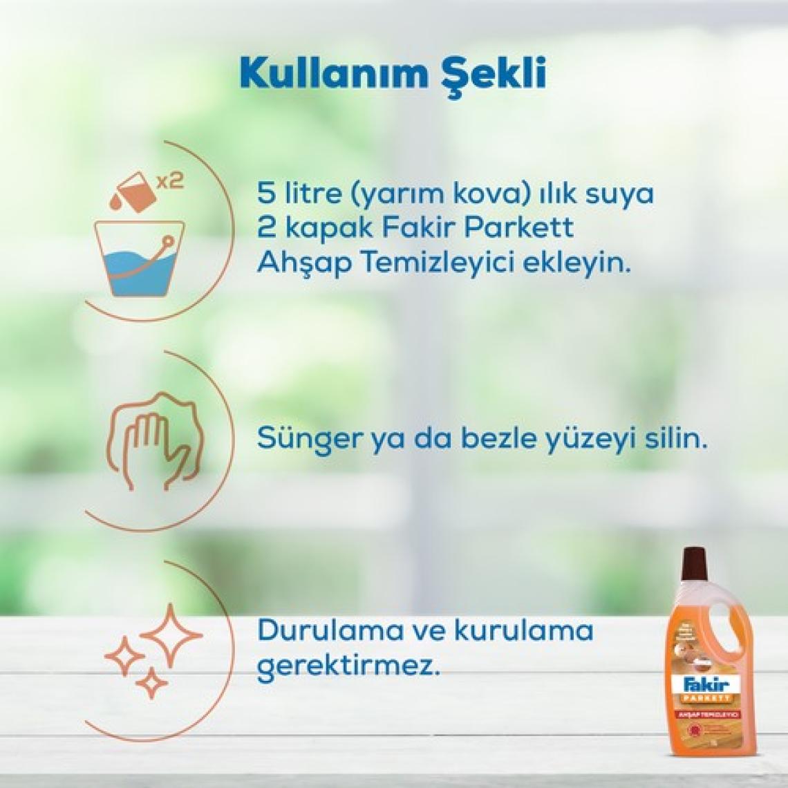 Fakir Parkett Nano Teknolojili Ahşap Temizleyici 1000ml x 3 Adet
