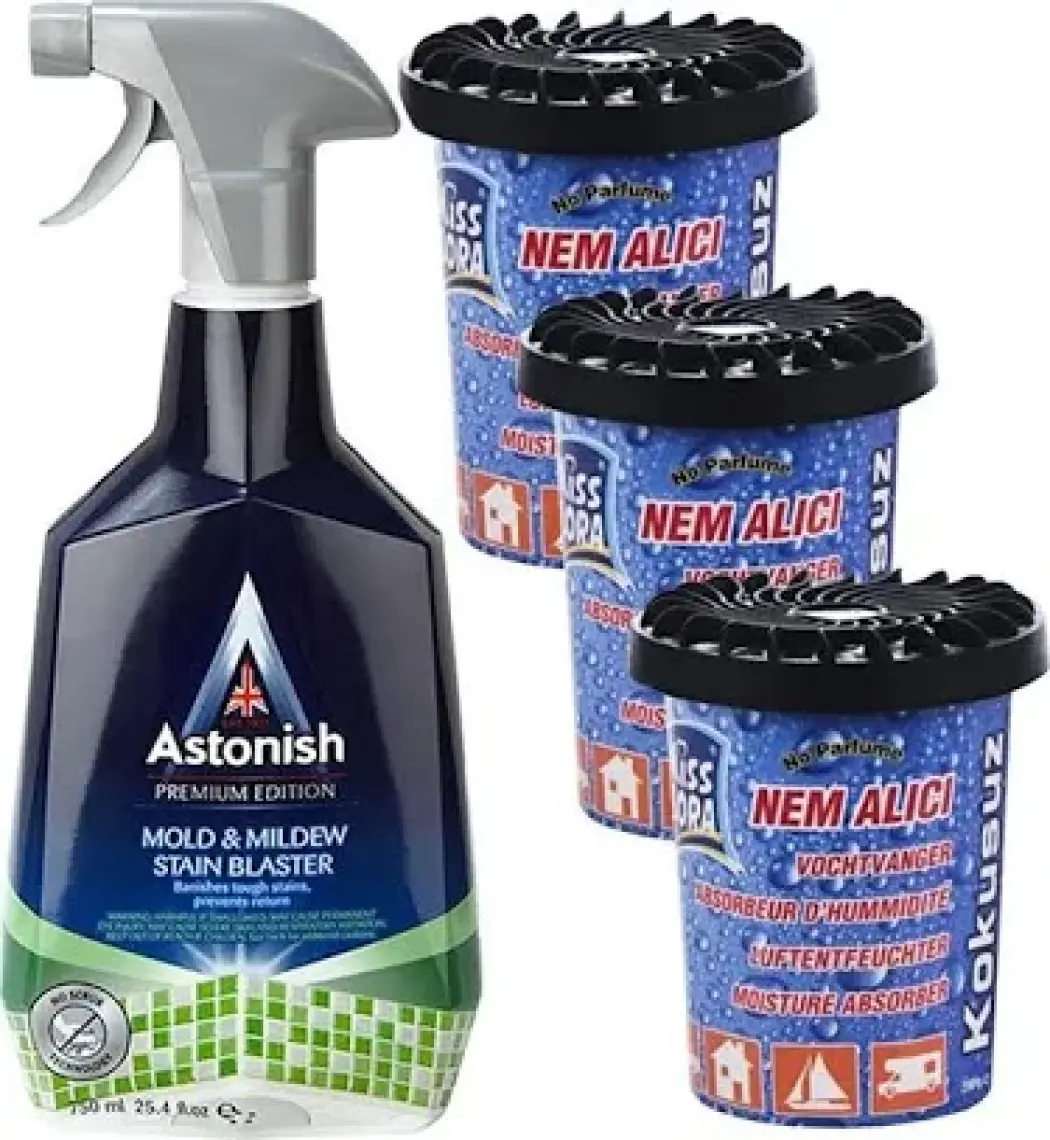Astonish Küf Temizleyici 750 ml +Miss Flora Nem Alıcı - Küf - Rutubet Önleyici 200 G 3 Adet