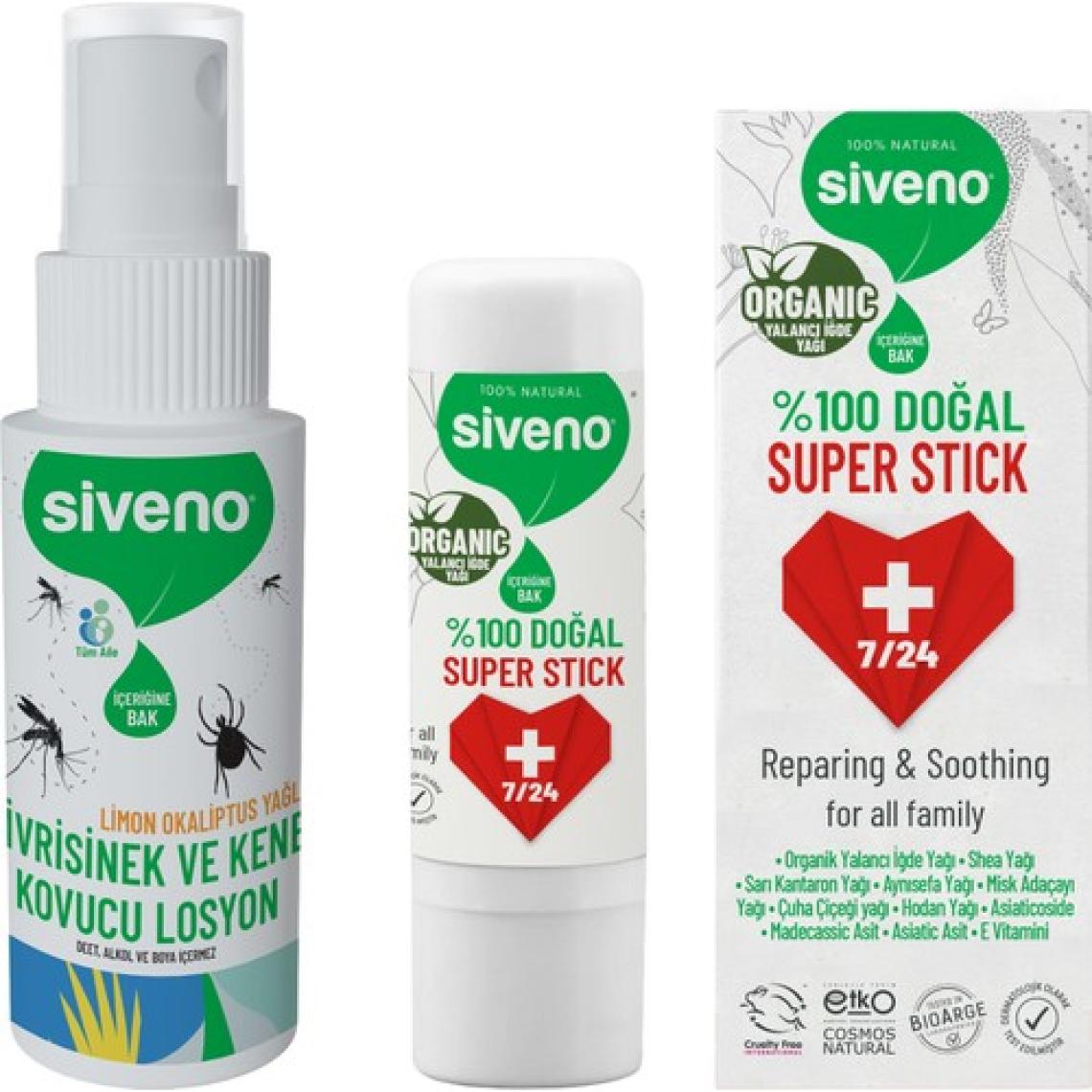 Siveno Sivrisinek ve Kene Kovucu Sprey Losyon 50 ml & Siveno %100 Doğal Super Stick 6 G Set