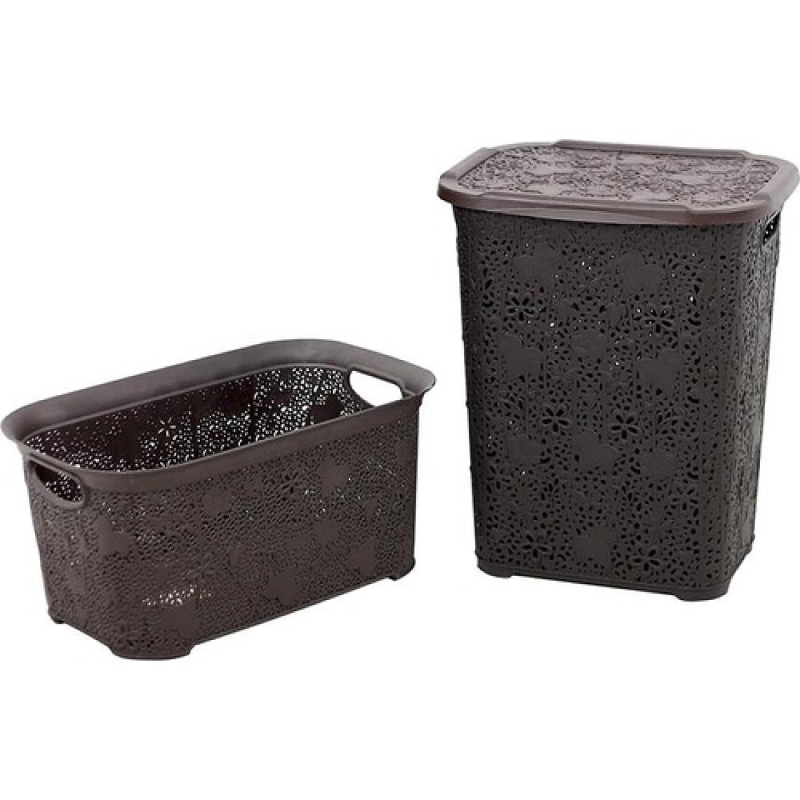 Sağlam Plastik Dantel Kirli Çamaşır Sepeti- Çamaşır sepeti 2'li Set