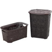 Sağlam Plastik Dantel Kirli Çamaşır Sepeti- Çamaşır sepeti 2'li Set