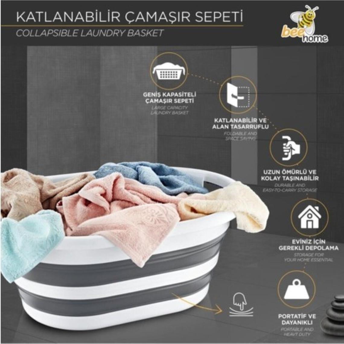 Bee Home Katlanabilir Silikon Çamaşır Sepeti MS054684