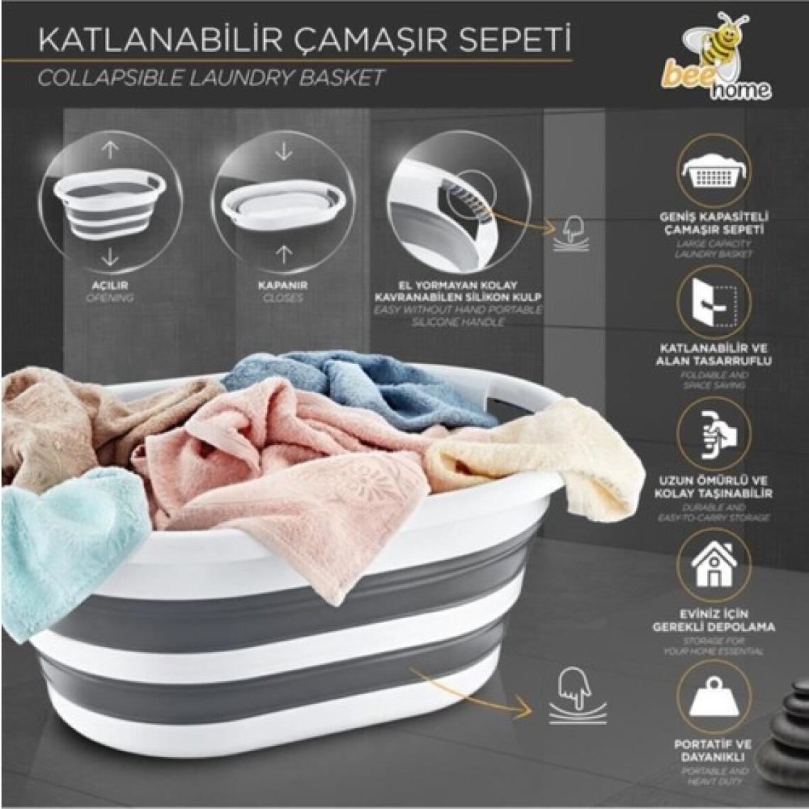 Bee Home Katlanabilir Silikon Çamaşır Sepeti MS054684