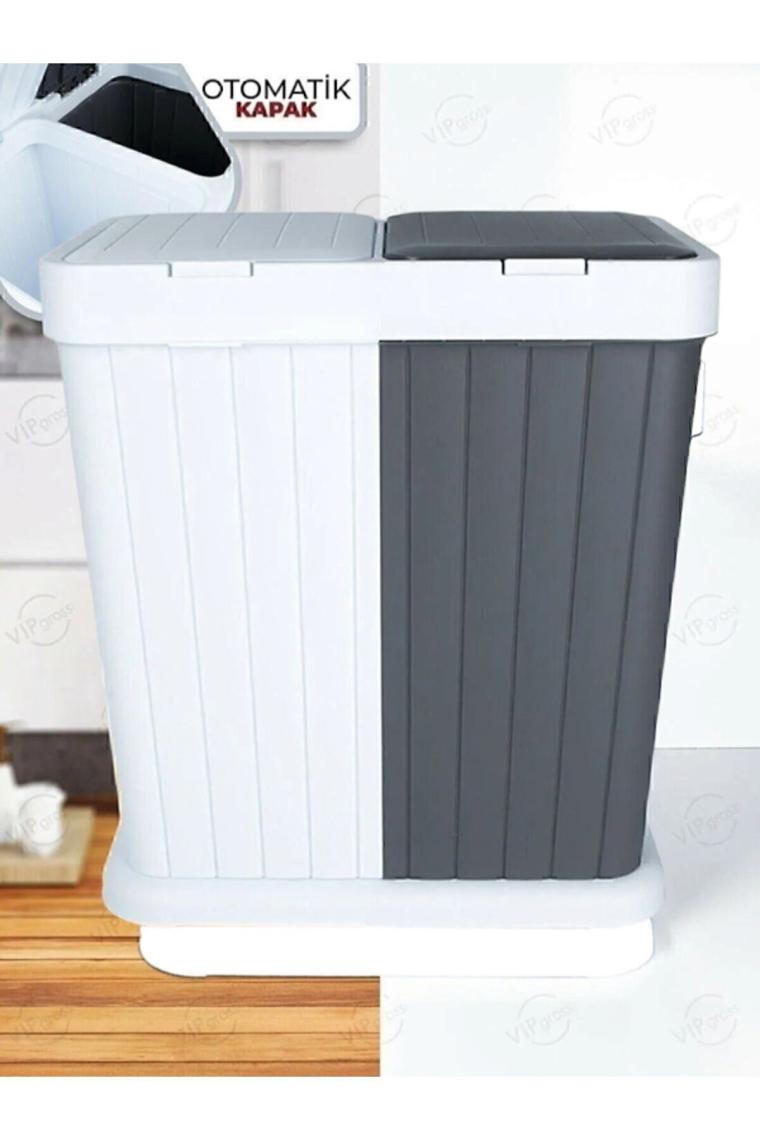 Sakarya Plastik Twıns Iki Bölmeli Çamaşır Sepeti (Ekru/gri)