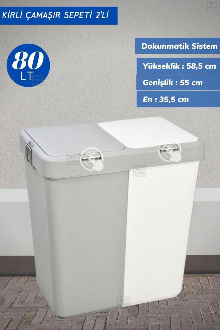 Jet’s Home Çeyiz Seti 80 Lt Kirli Sepeti 38 Lt Çamaşır Selesi Gri 12 Lt Katlanabilir Kova ve Maşrapa