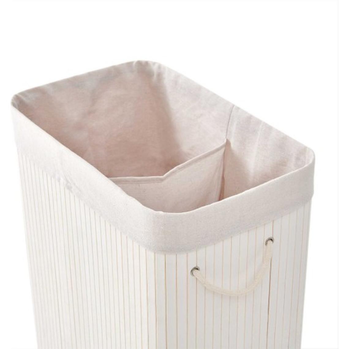 Deco&style Bambu Çift Hazneli Çamaşır Sepeti - Beyaz