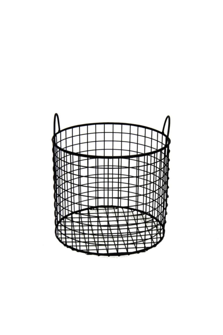 Wess Dizayn Metal Tel Sepet Dekoratif Saklama Kabı Yuvarlak Model WD-243
