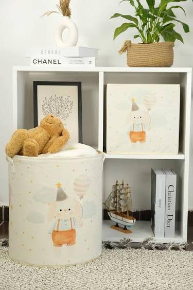 Rope Home Baskılı Çok Amaçlı Oyuncak Kirli Çamaşır Düzenleyici Saklama Kutusu Sepeti 2'li 37X40