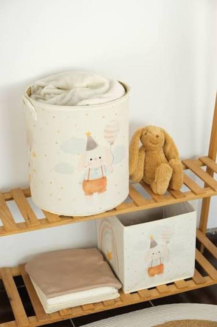 Rope Home Baskılı Çok Amaçlı Oyuncak Kirli Çamaşır Düzenleyici Saklama Kutusu Sepeti 2'li 37X40