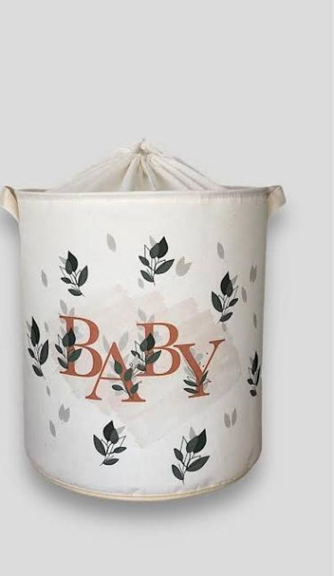 Prendi Home Baby Baskılı Çok Amaçlı Oyuncak Giysi Saklama Kirli Çamaşır Katlanır Düzenleyici Ağzı Büzgülü Sepet 37X40