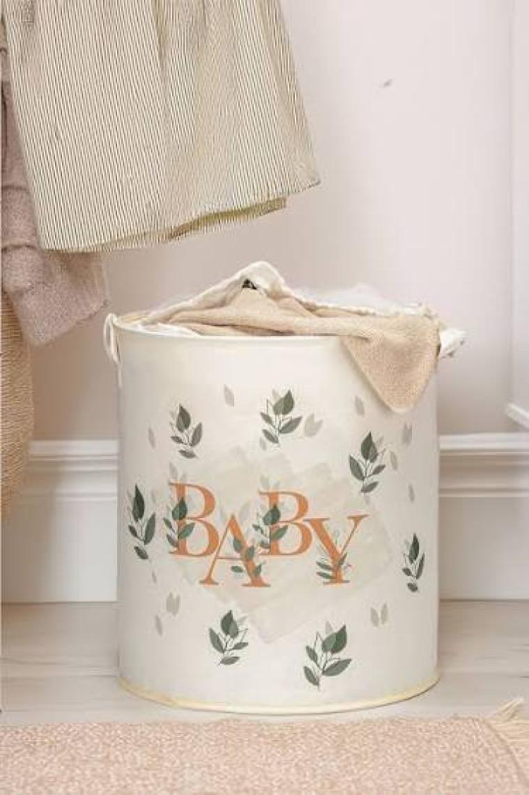 Prendi Home Baby Baskılı Çok Amaçlı Oyuncak Giysi Saklama Kirli Çamaşır Katlanır Düzenleyici Ağzı Büzgülü Sepet 37X40