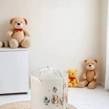 Prendi Home Baby Baskılı Çok Amaçlı Oyuncak Giysi Saklama Kirli Çamaşır Katlanır Düzenleyici Ağzı Büzgülü Sepet 37X40