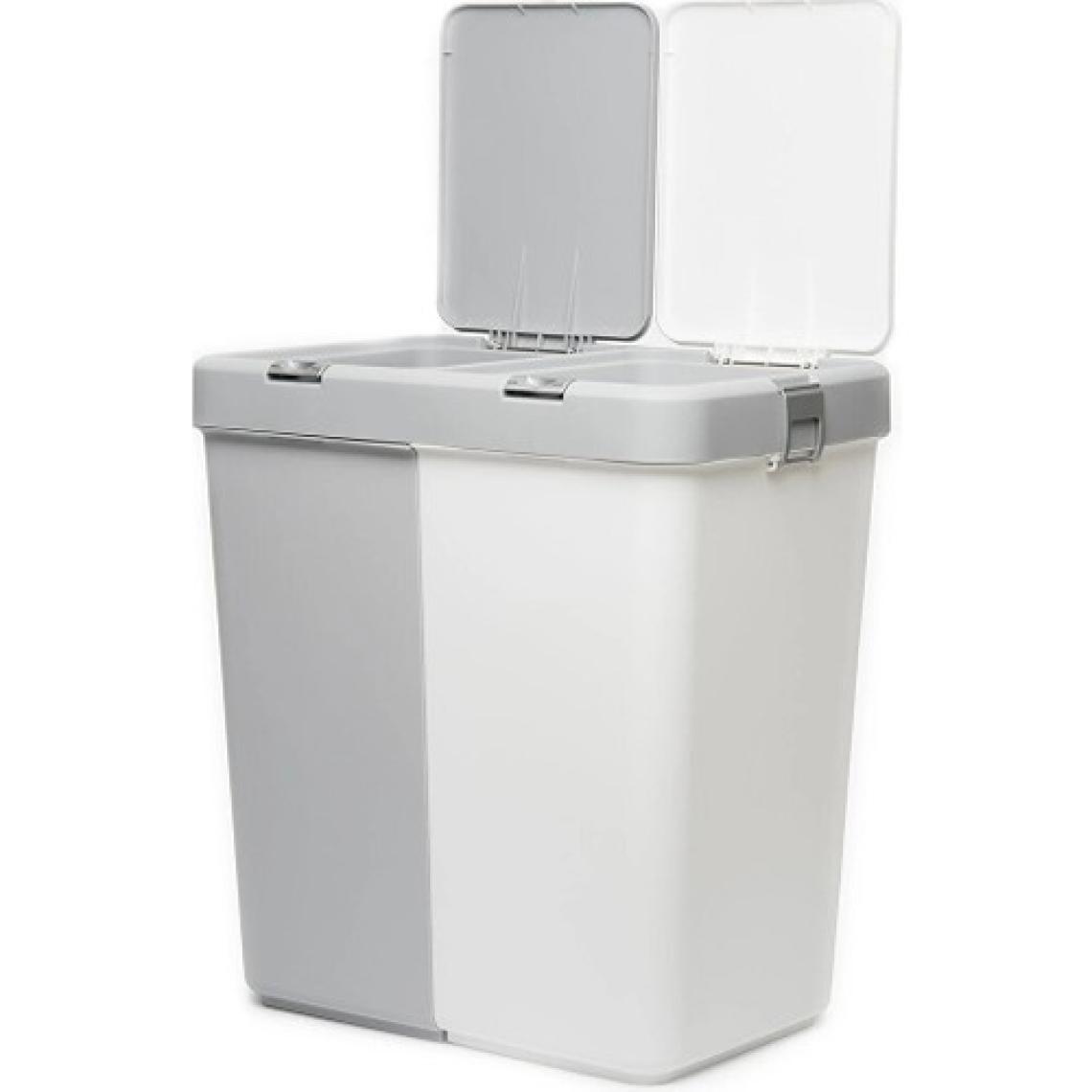 Motek Çok Amaçlı Çift Bölmeli 80 Litre Çamaşır - Kirli Sepeti Gri-Beyaz