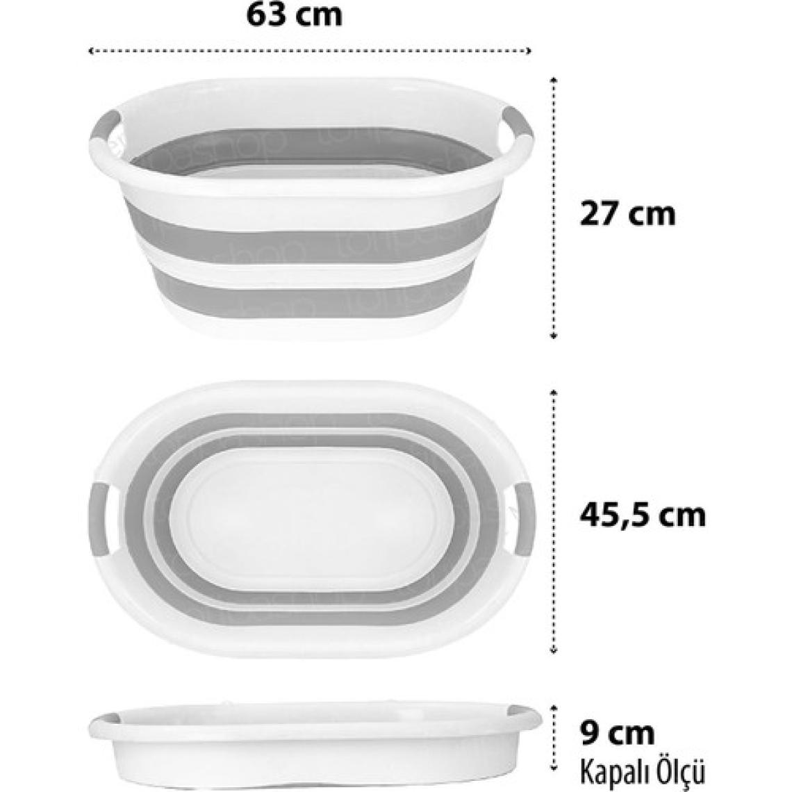 Tofipa Shop 3'lü Set 38 Lt Katlanır Çamaşır Sepeti - Katlanabilir Akordiyon Su Kovası - Katlanır Koçero Maşrapa