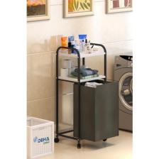 Dehalimited 2 Raflı Frenli Tekerlekli Çamaşır Sepeti Banyo Dolabı Kirli Sepetli Banyo Düzenleyici Çamaşırlık