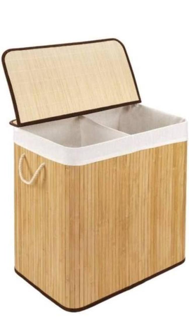 Naturel Bambu Katlanabilir Kirli Çamaşır Sepeti