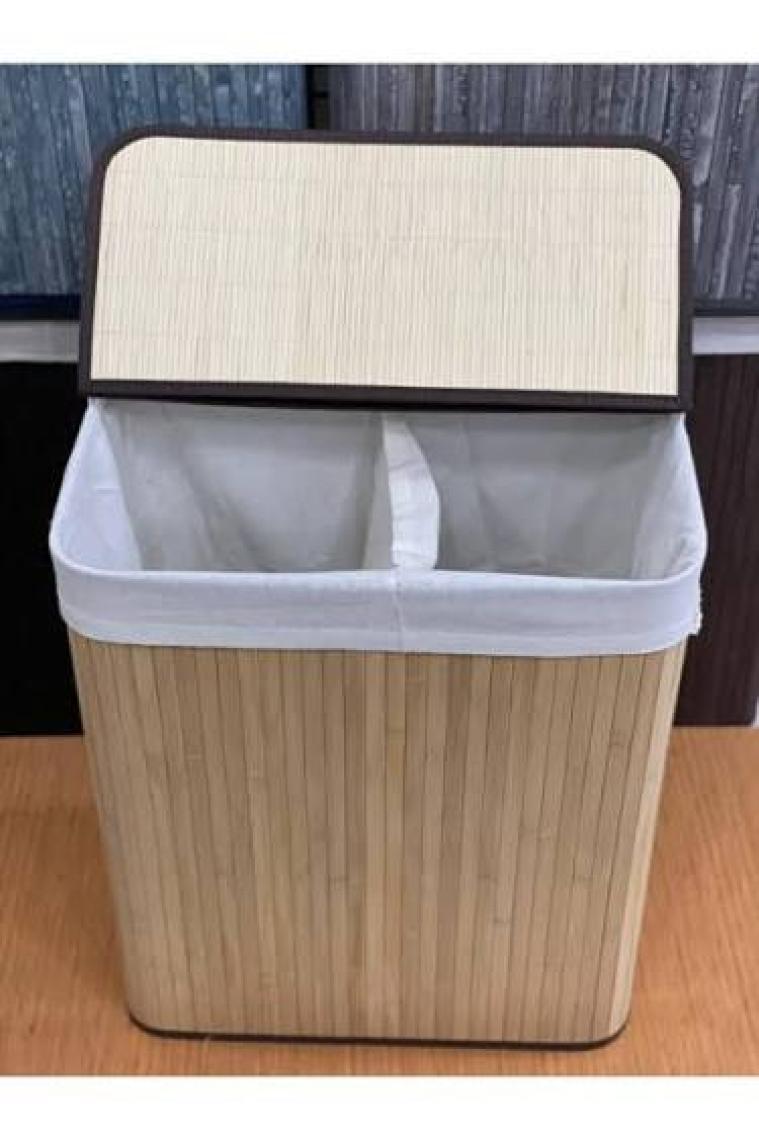 Naturel Bambu Katlanabilir Kirli Çamaşır Sepeti