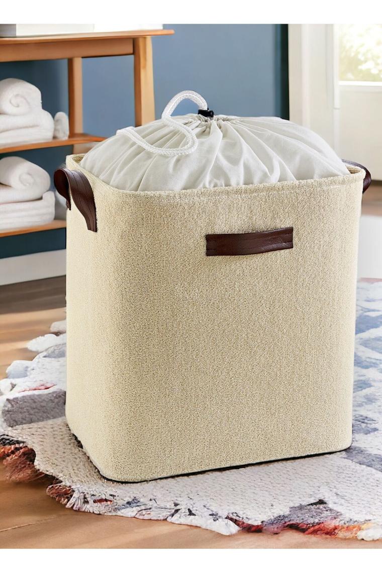 Prendi Home Havlu Kumaş Dikdörtgen Katlanır Banyo Kirli Çamaşır Dolap Içi Düzenleyici Saklama Sepeti 40X50X30