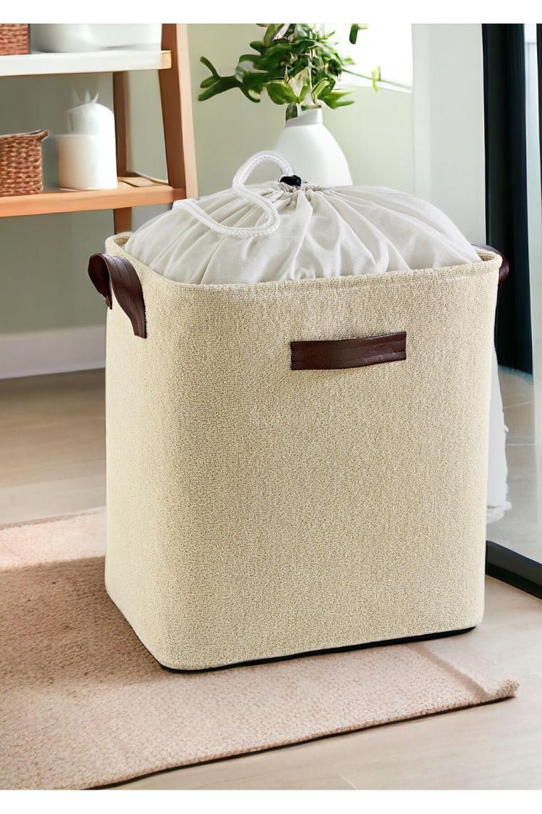 Prendi Home Havlu Kumaş Dikdörtgen Katlanır Banyo Kirli Çamaşır Dolap Içi Düzenleyici Saklama Sepeti 40X50X30