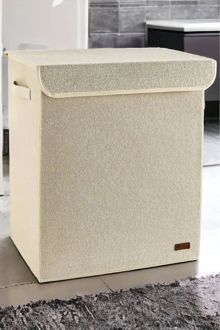 Prendi Home Havlu Kumaş Kapaklı Kirli Çamaşır Çocuk Odası Oyuncak Düzenleyici Saklama Kutusu Sepet 40X50X30