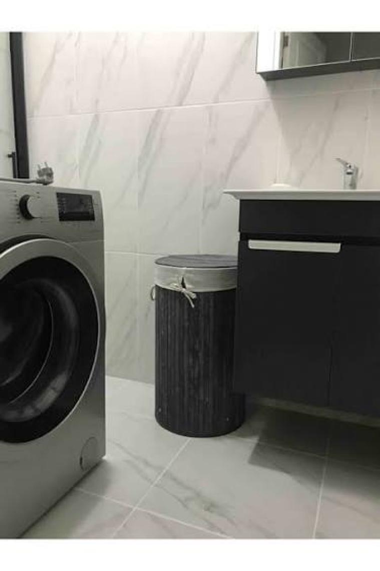 Sever Bambu Kirli Çamaşır Sepeti Gri Yuvarlak PR33191