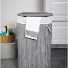 Sever Bambu Kirli Çamaşır Sepeti Gri Yuvarlak PR33191