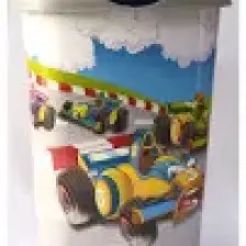 abnturk Mavi Yarış Araba Desenli 50 Litre Kapaklı Çamaşır Oyuncak Sepeti Büyük Boy Plastik Gövde Sağlam Kutu