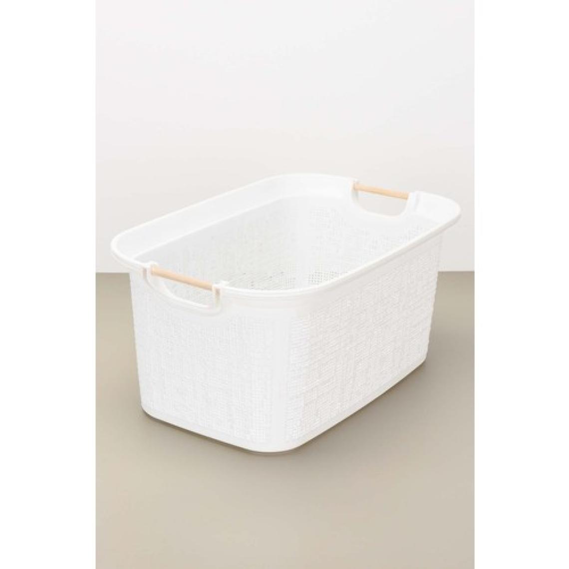 Tuffex Woow Desen Ahşap Kulplu Çamaşır Sepeti 30 Lt Pudra