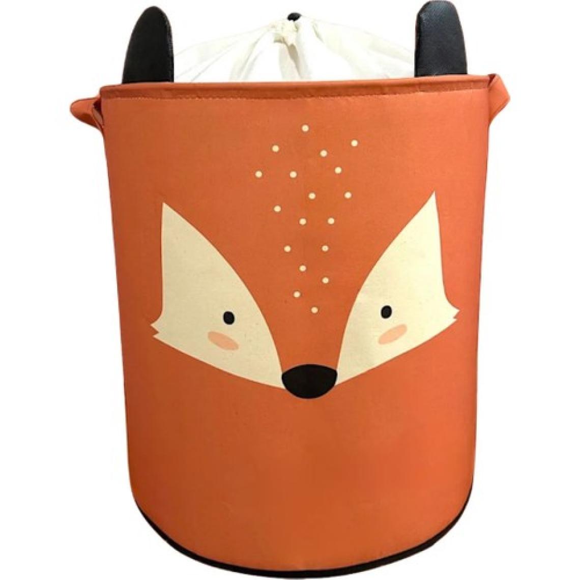 Rope Home Fox Tasarımlı Ağzı Büzgülü Bebek Çocuk Odası Düzenleyici Saklama Kutusu Oyuncak Kirli Sepeti 37X40