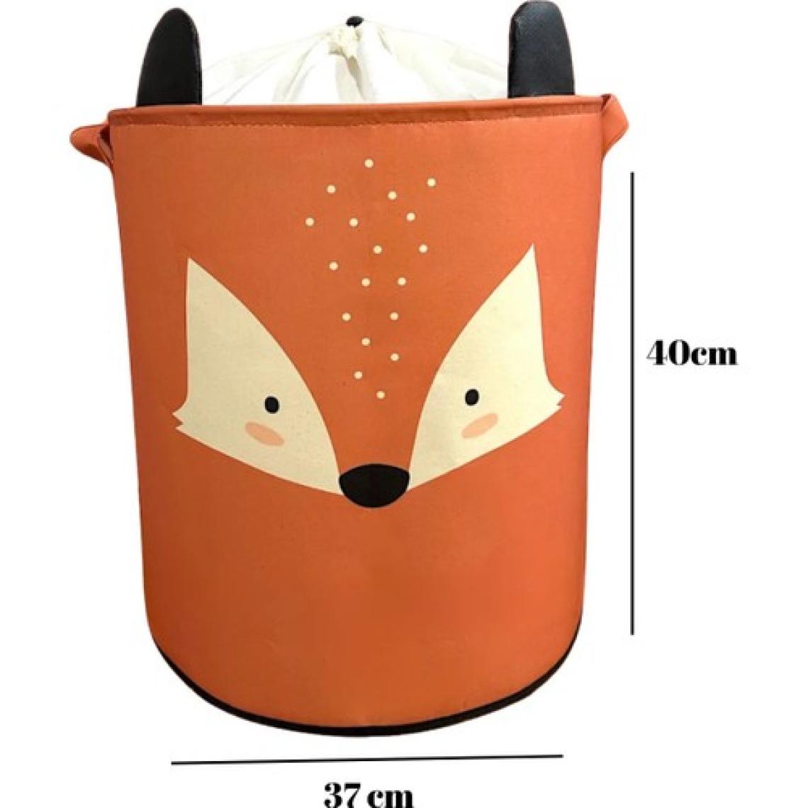 Rope Home Fox Tasarımlı Ağzı Büzgülü Bebek Çocuk Odası Düzenleyici Saklama Kutusu Oyuncak Kirli Sepeti 37X40