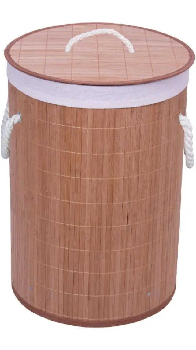 Bosphorus Bambu Kapaklı Çamaşır Sepeti El Yapımı Natural 35x35x60 cm