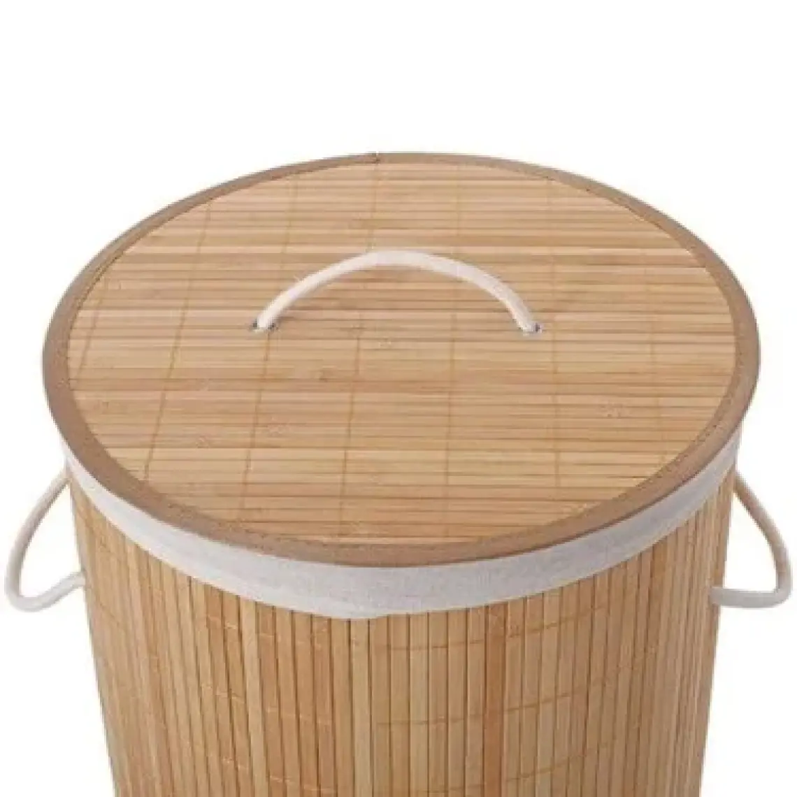 Bosphorus Bambu Kapaklı Çamaşır Sepeti El Yapımı Natural 35x35x60 cm