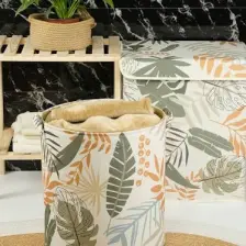 Prendi Home Yaprak Desenli Katlanır Kirli Çamaşır Dolap Içi Çocuk Odası Oyuncak Düzenleyici Saklama Sepeti 37X40